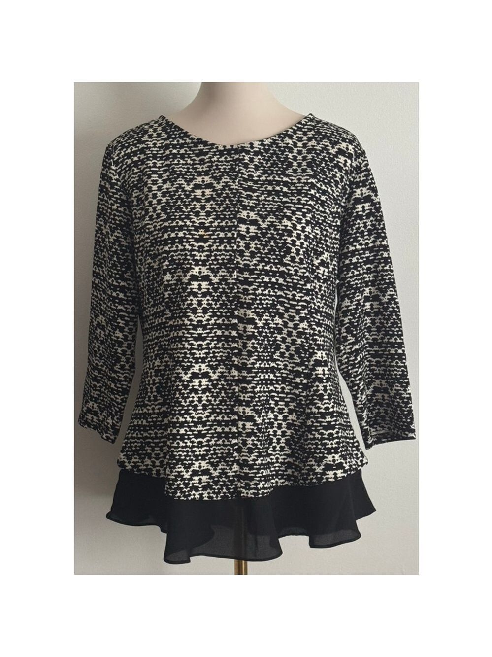 Women's Casual Couture Black White Tunic Top XL